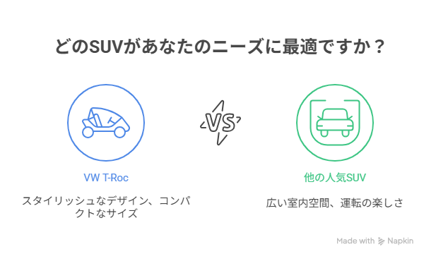 VW T-Roc と他社人気SUVの比較