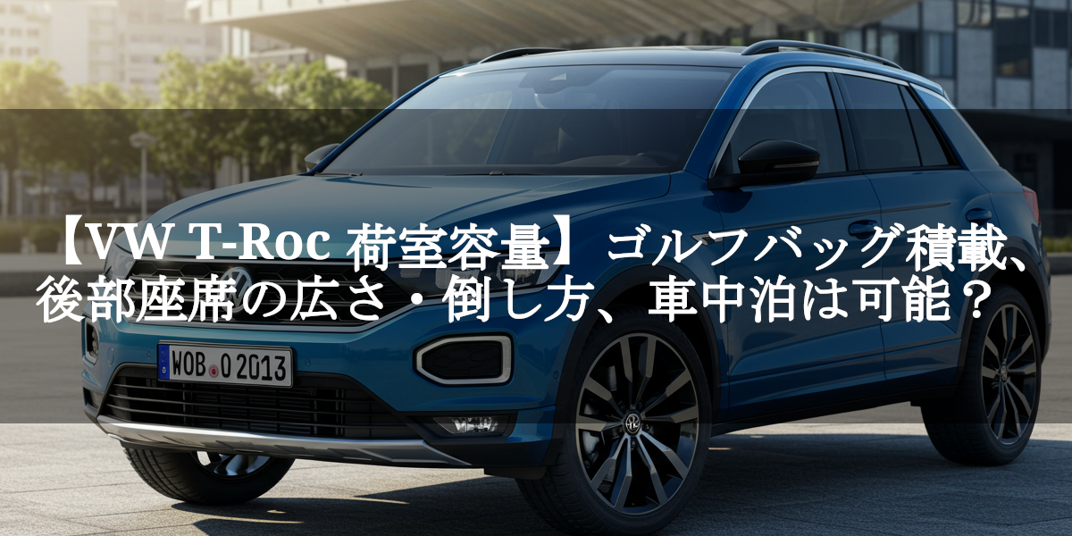 【VW T-Roc 荷室容量】ゴルフバッグ積載、後部座席の広さ・倒し方、車中泊は可能？